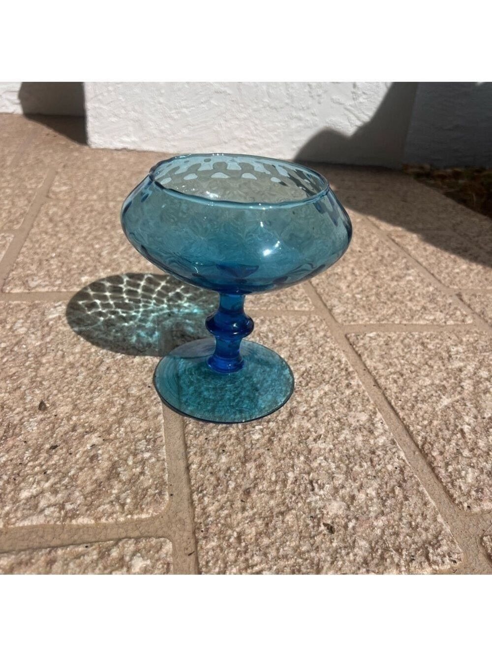 Blue bohemian optic compote